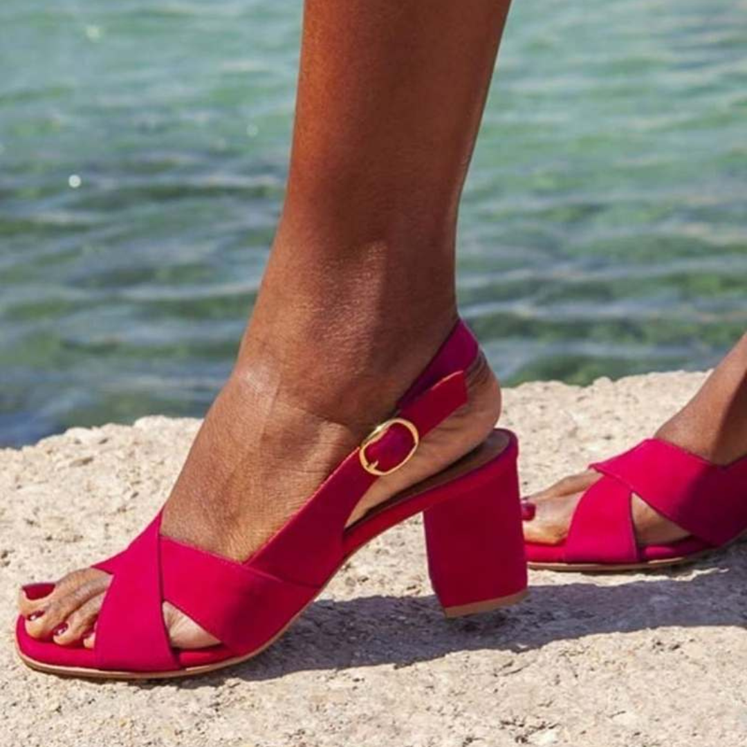 Lenora - Cross-Strap Block-Heel Sandals