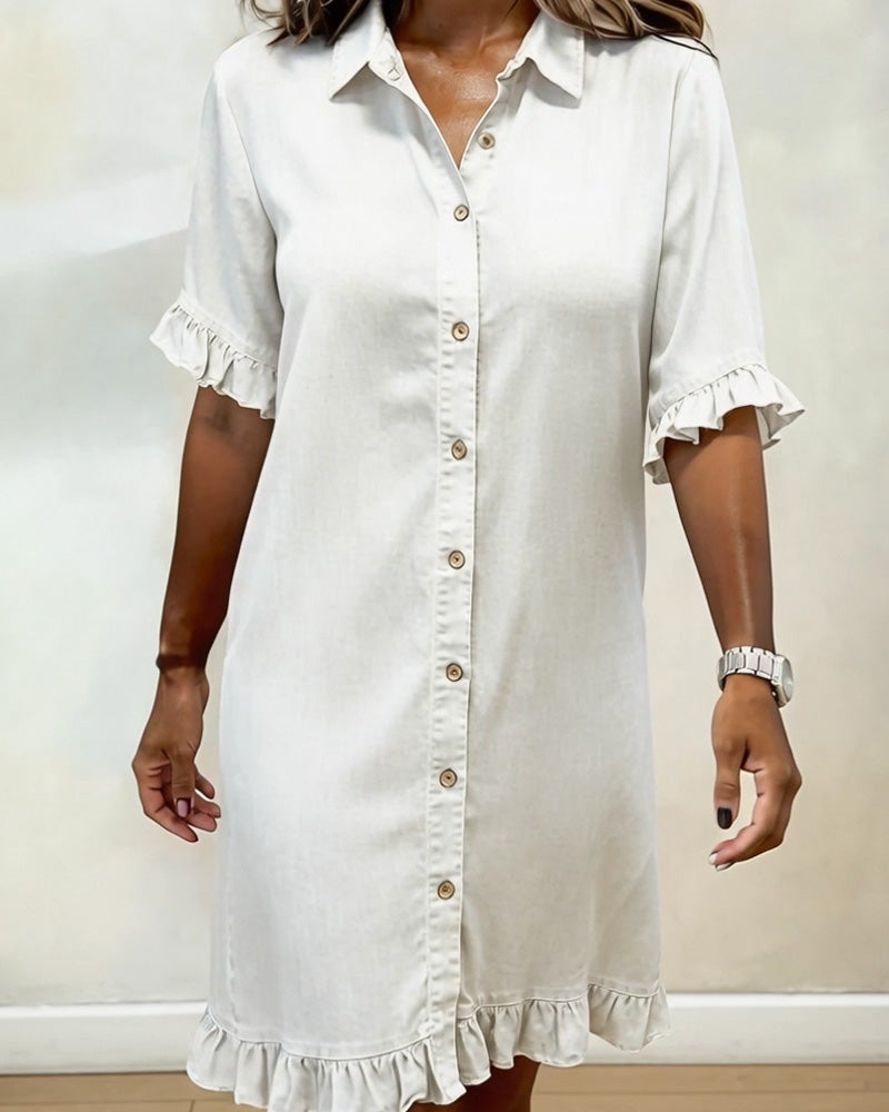 Navelle - Ruched Denim Shirt Dress