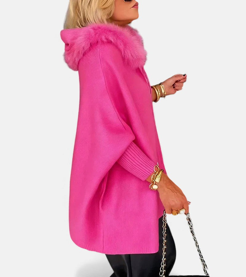 Leah - Women's Hooded Towel-Collar Coat