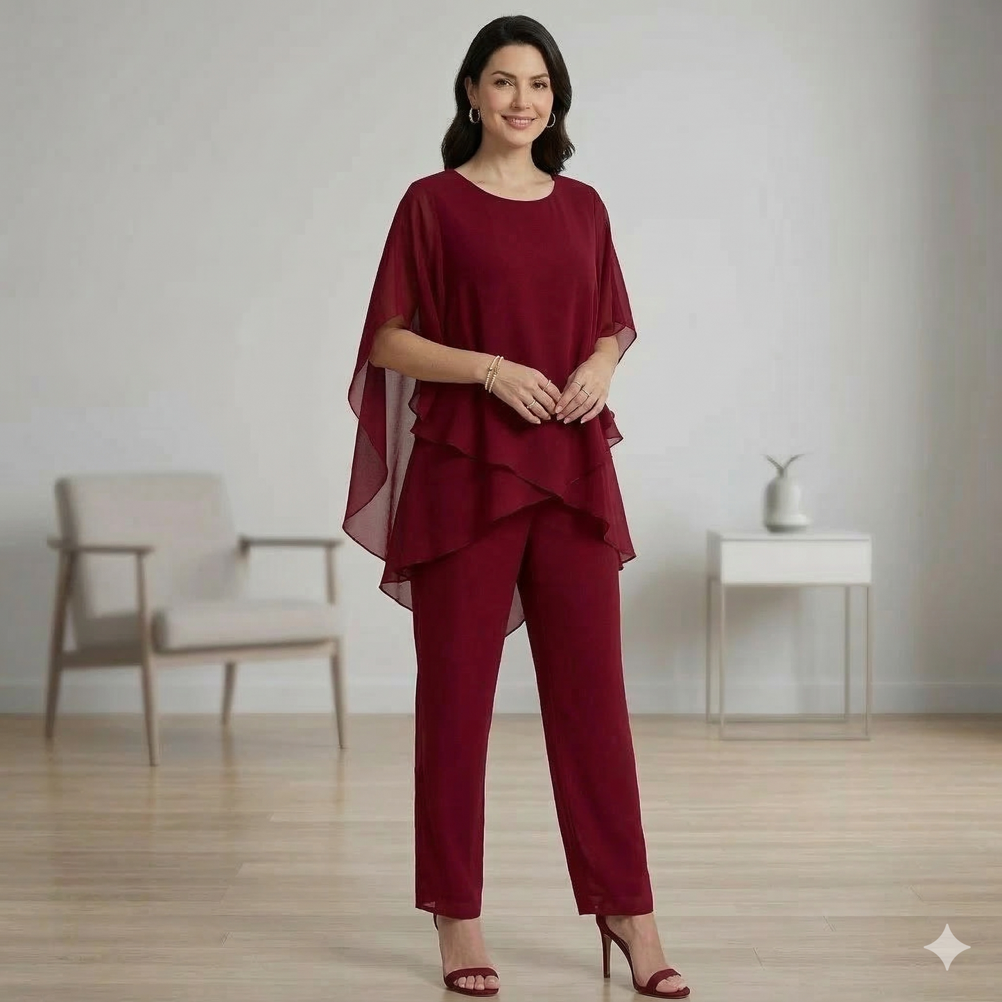 Marian - Asymmetric Chiffon Set