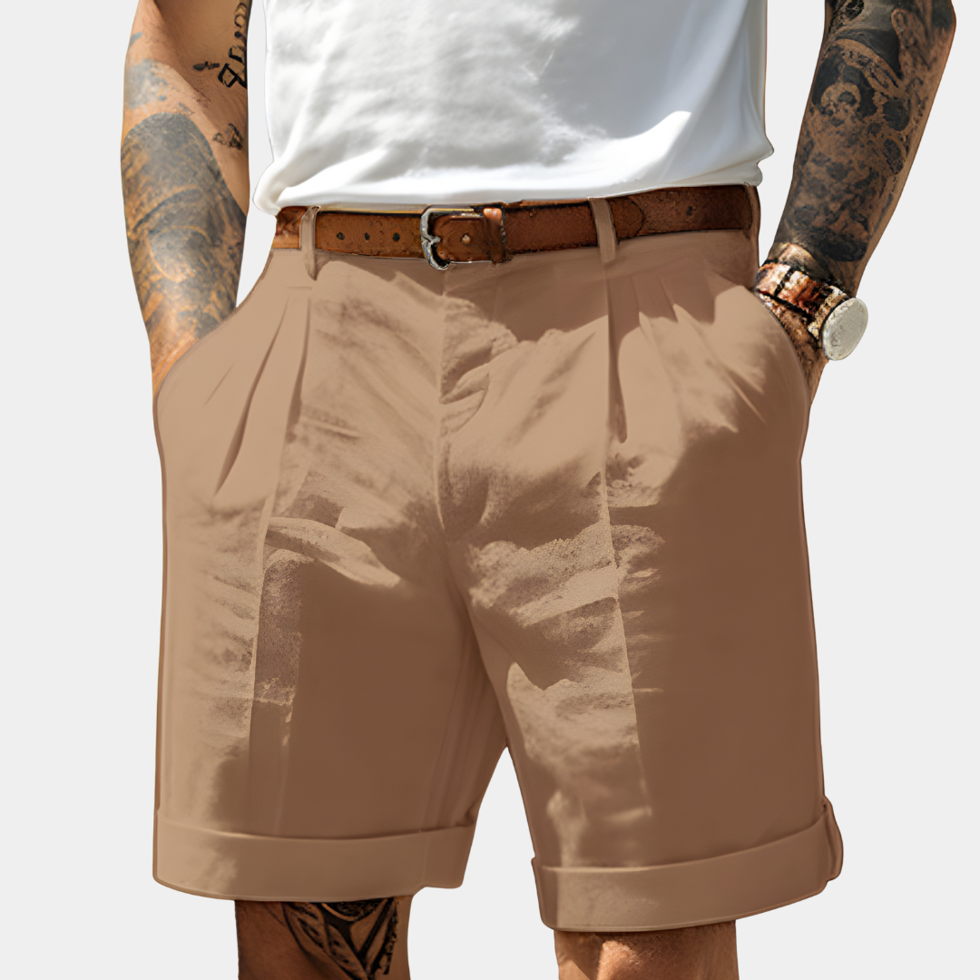 Kendrick - Pleated Cuffed Bermuda Shorts