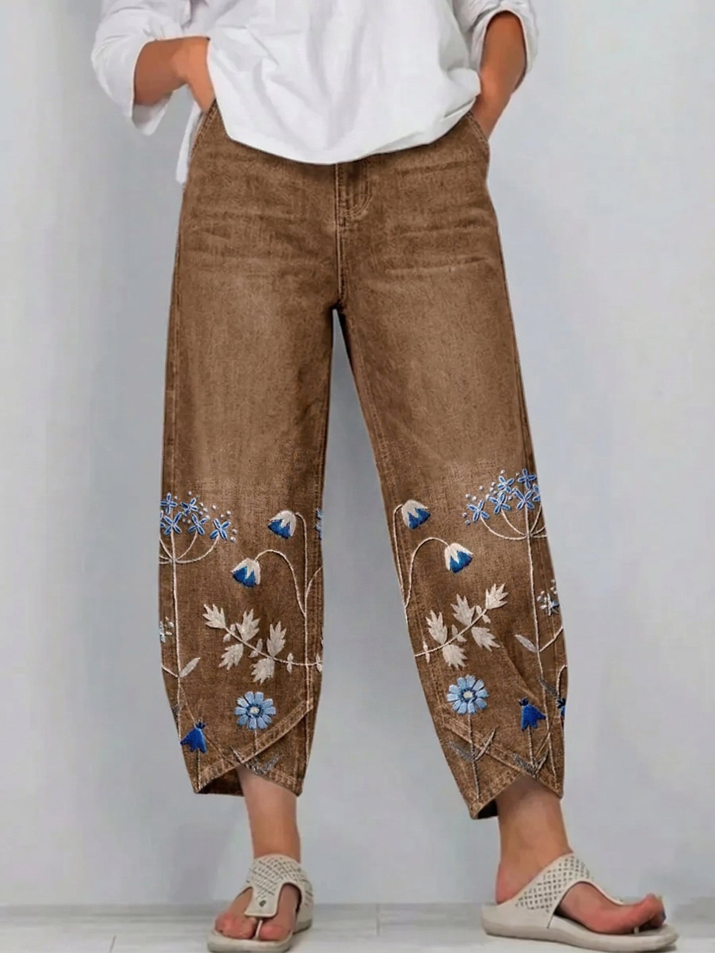 Margo - Embroidered Stretch-Cotton Trousers