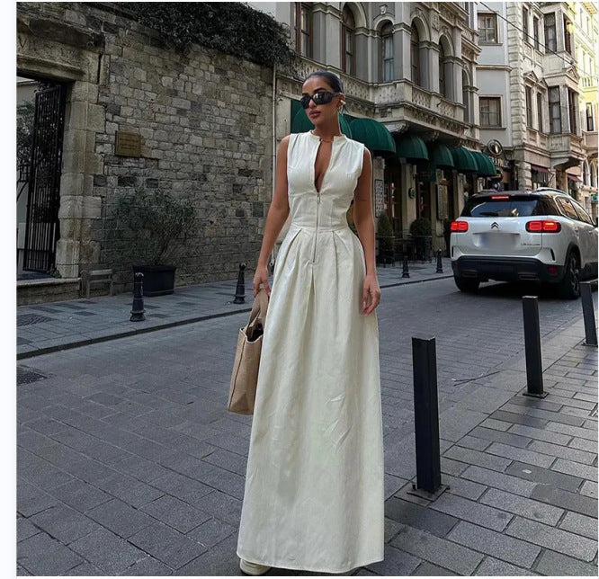 Lunelle - Structured-Collar Maxi Dress