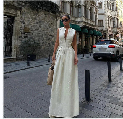 Lunelle - Structured-Collar Maxi Dress