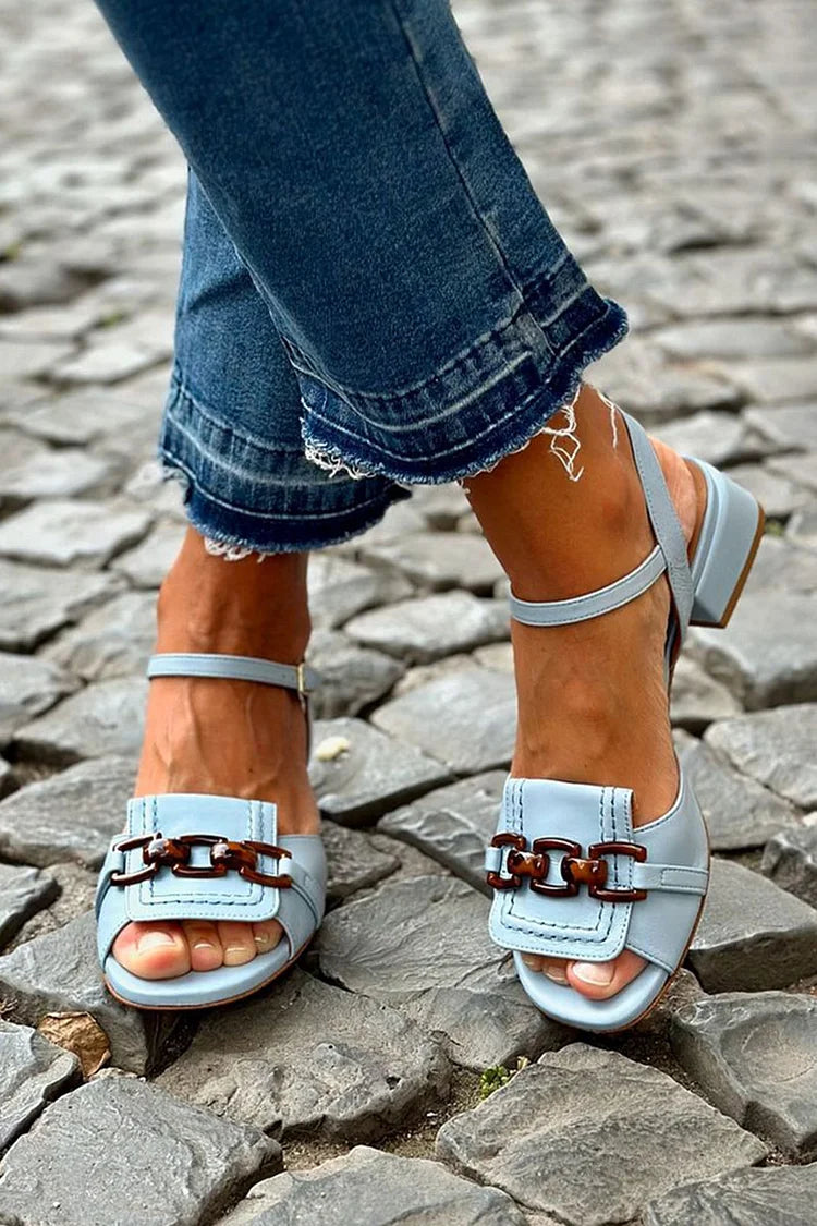Azzurra - Blue Front-Accent Heeled Sandals