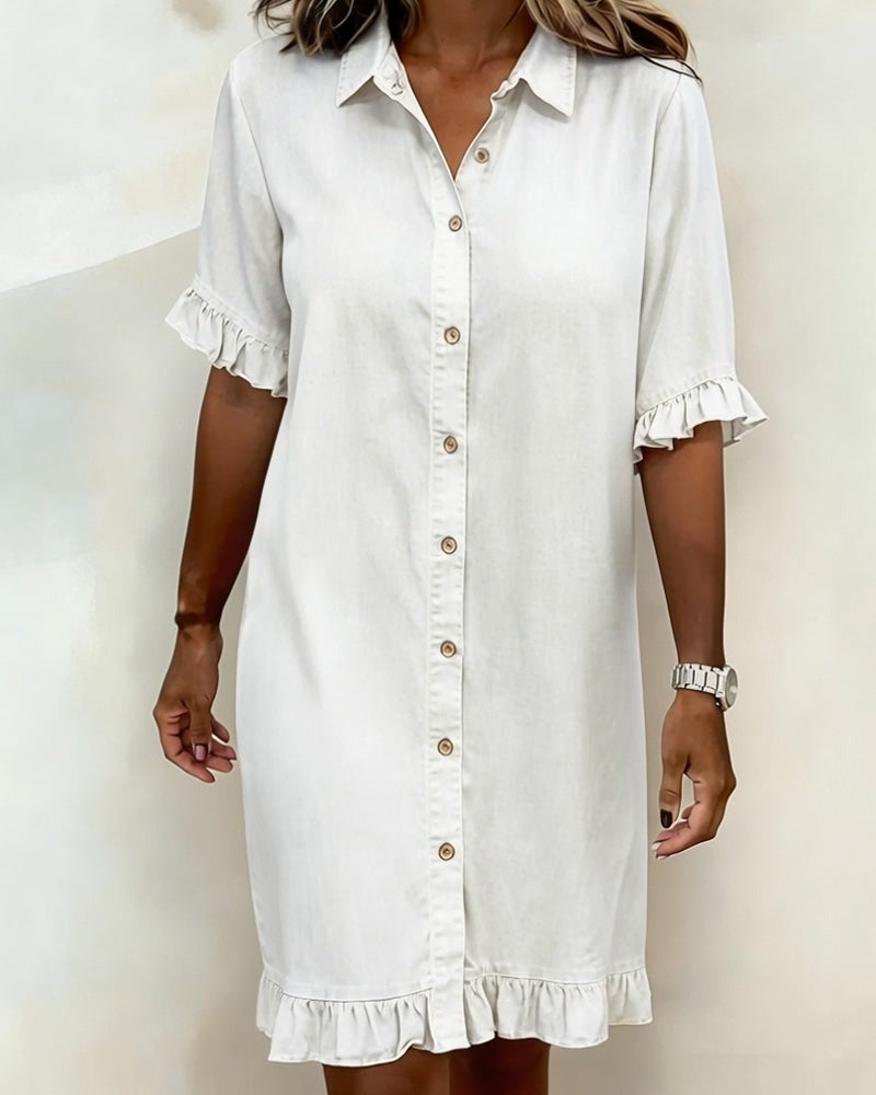 Navelle - Ruched Denim Shirt Dress