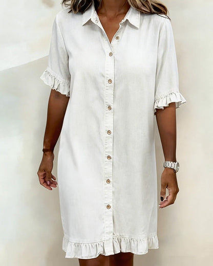 Navelle - Ruched Denim Shirt Dress