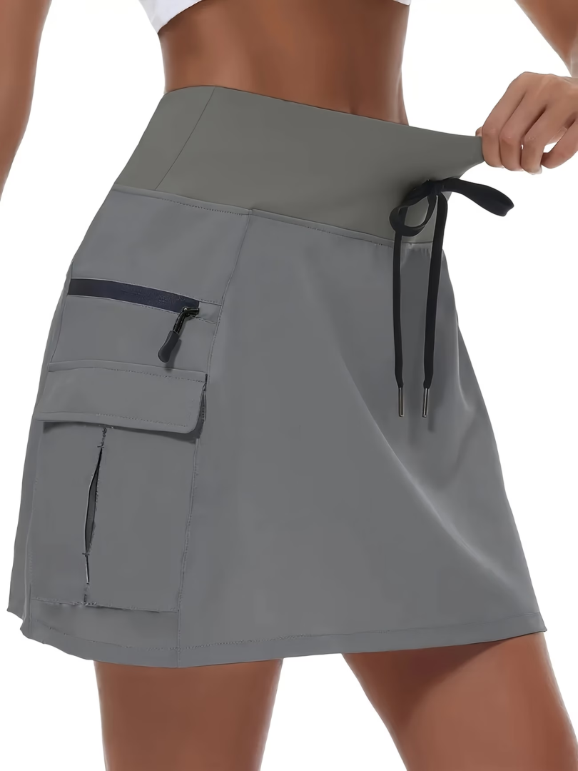 Tess - High-Waist Zip-Pocket Skort