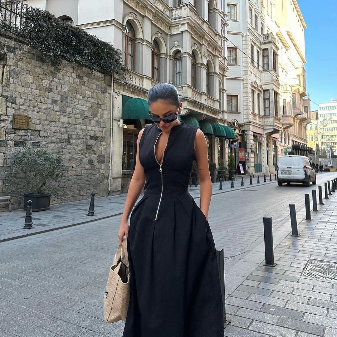 Lunelle - Structured-Collar Maxi Dress