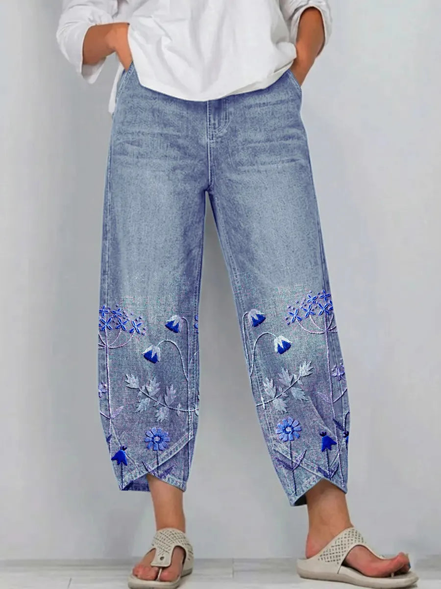 Margo - Embroidered Stretch-Cotton Trousers