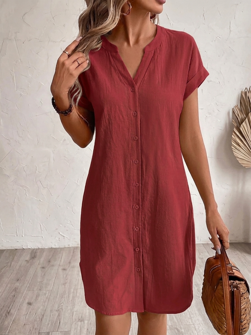 Elara - Linen-Look Shirt Dress