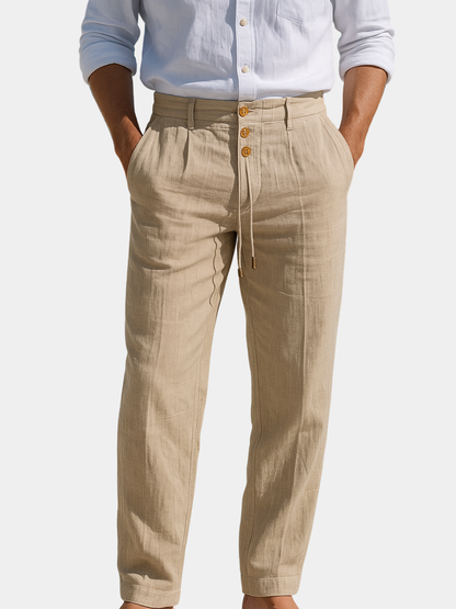 Rivento - Adjustable Waist Linen Trousers