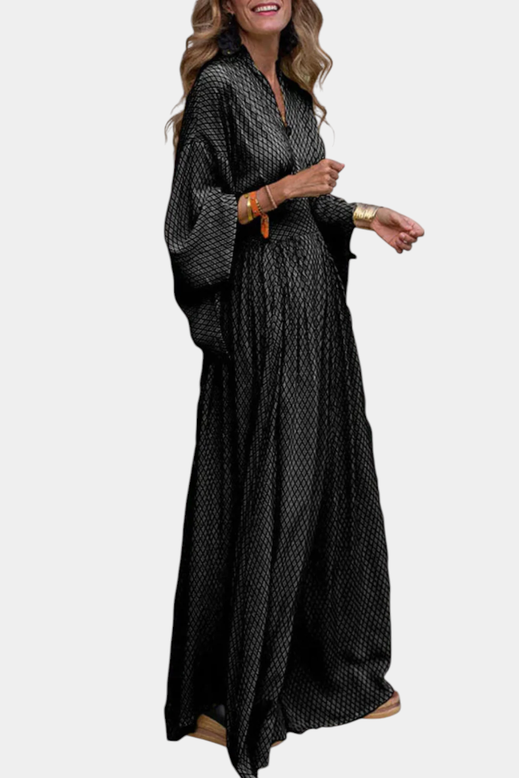 Avenna - Geometric V-Neck Maxi Dress