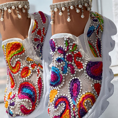 Elyra - Floral Lace Slip-On Trainers