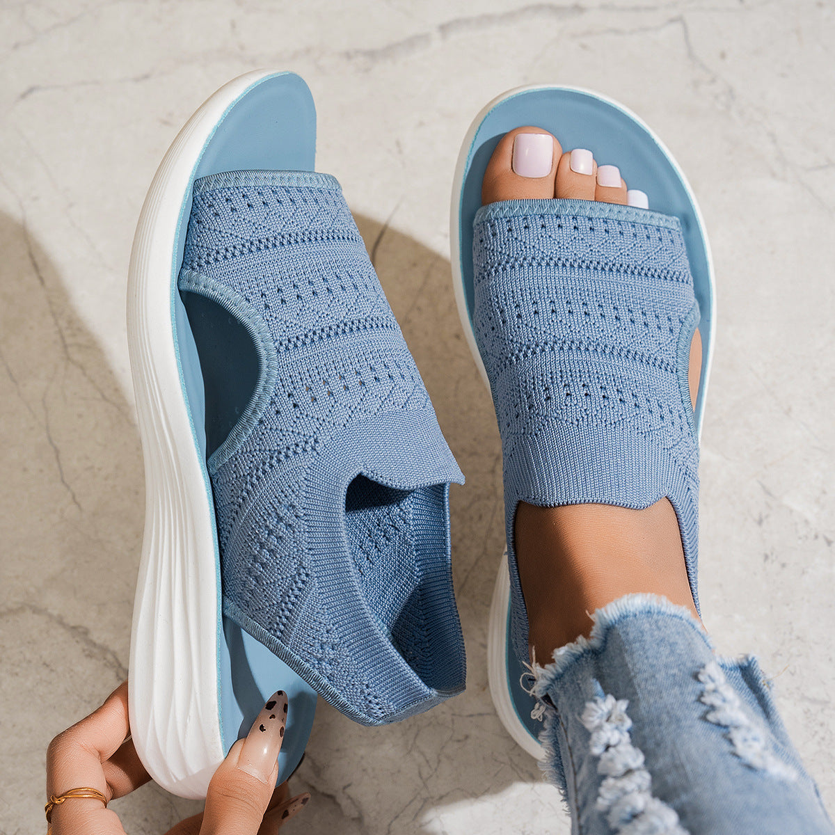 Nalina - Mesh Platform Sandals