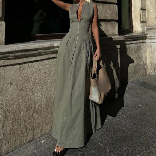Lunelle - Structured-Collar Maxi Dress