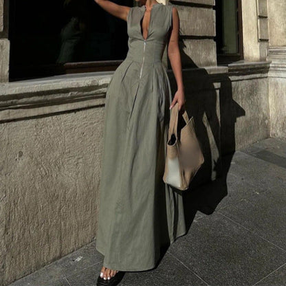 Lunelle - Structured-Collar Maxi Dress