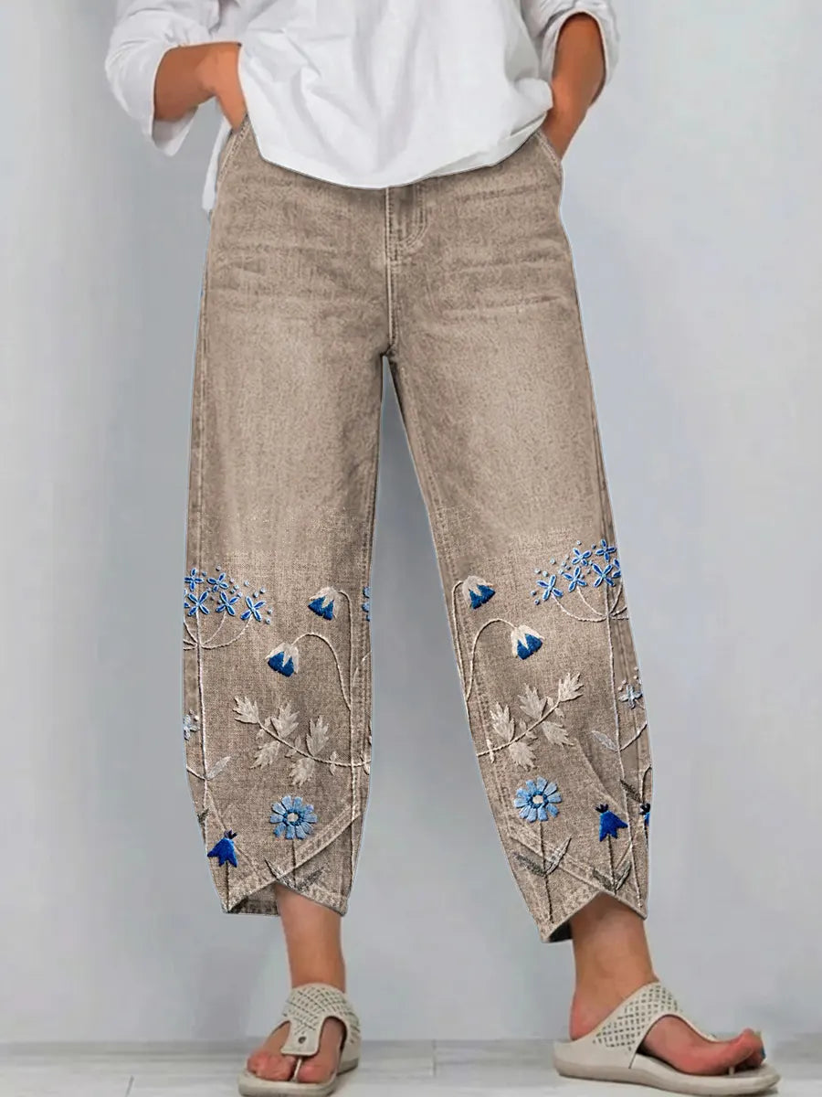 Margo - Embroidered Stretch-Cotton Trousers