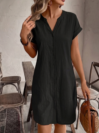 Elara - Linen-Look Shirt Dress