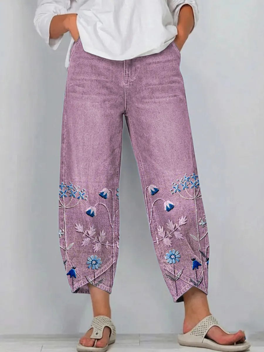 Margo - Embroidered Stretch-Cotton Trousers