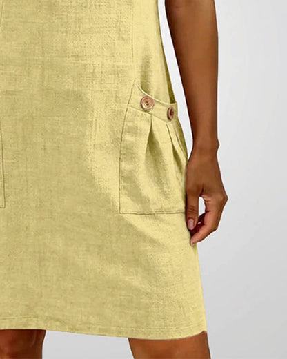 Adela - Cotton-Linen Zip-Pocket Dress