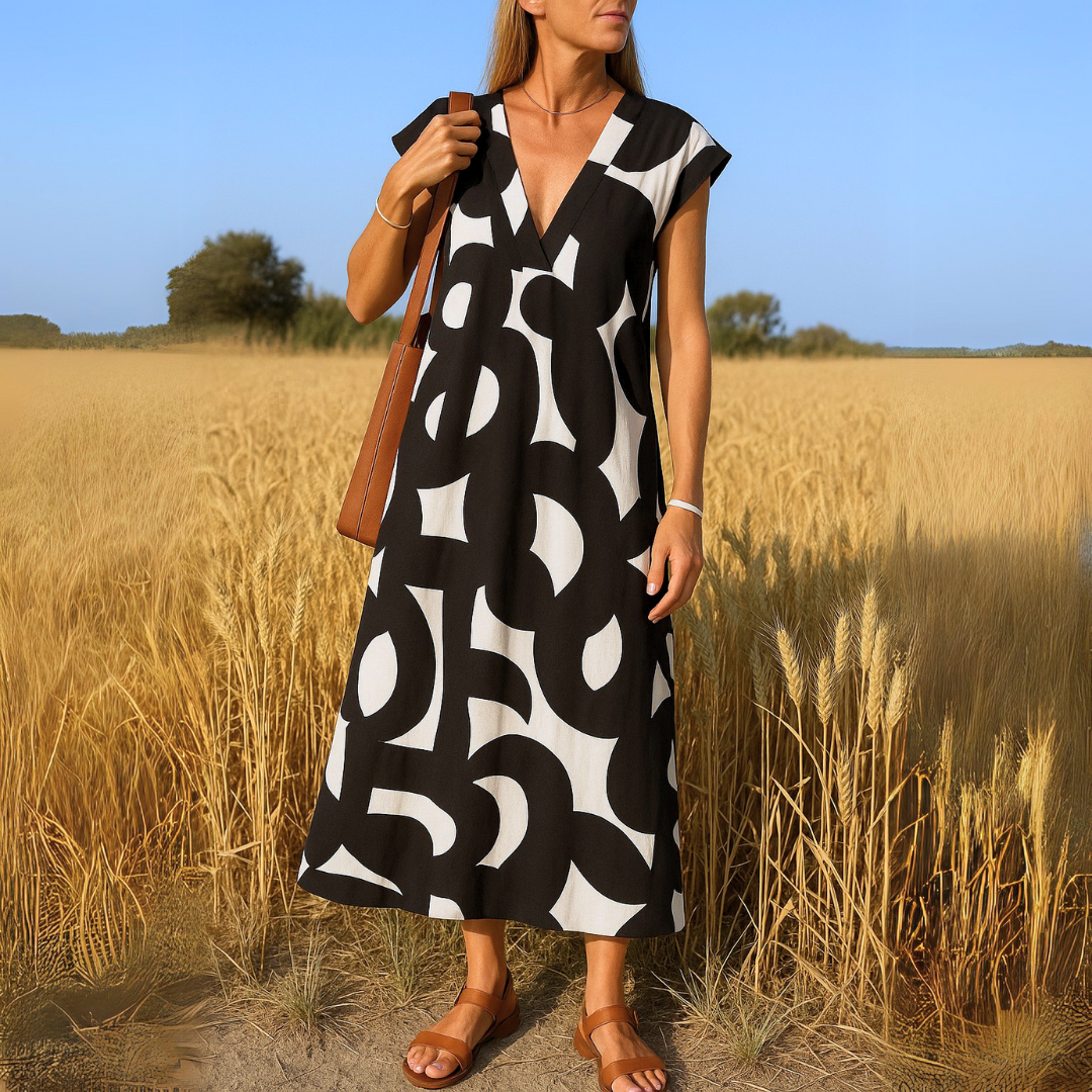 Eugenia - Printed V-Neck Midi Dress