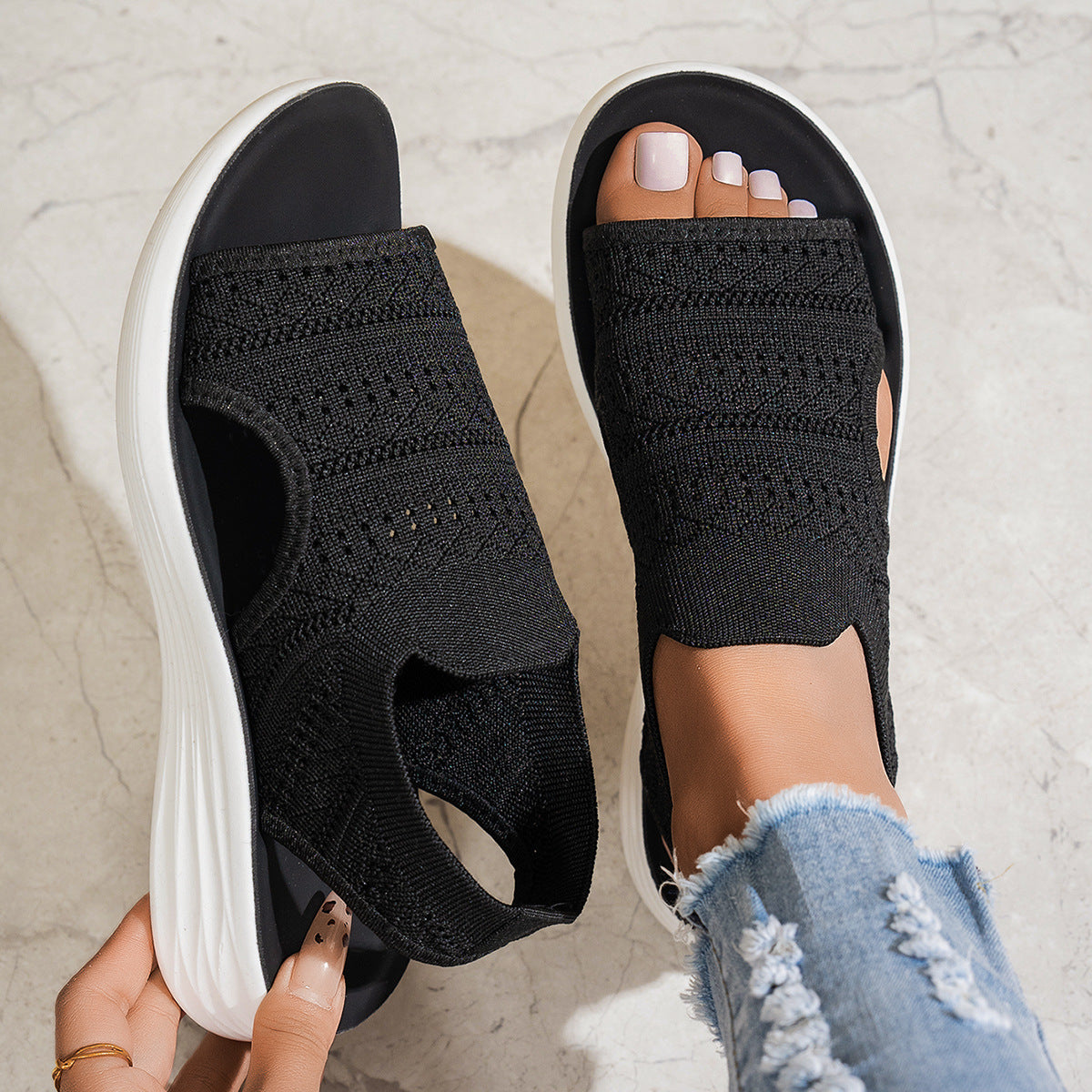 Nalina - Mesh Platform Sandals