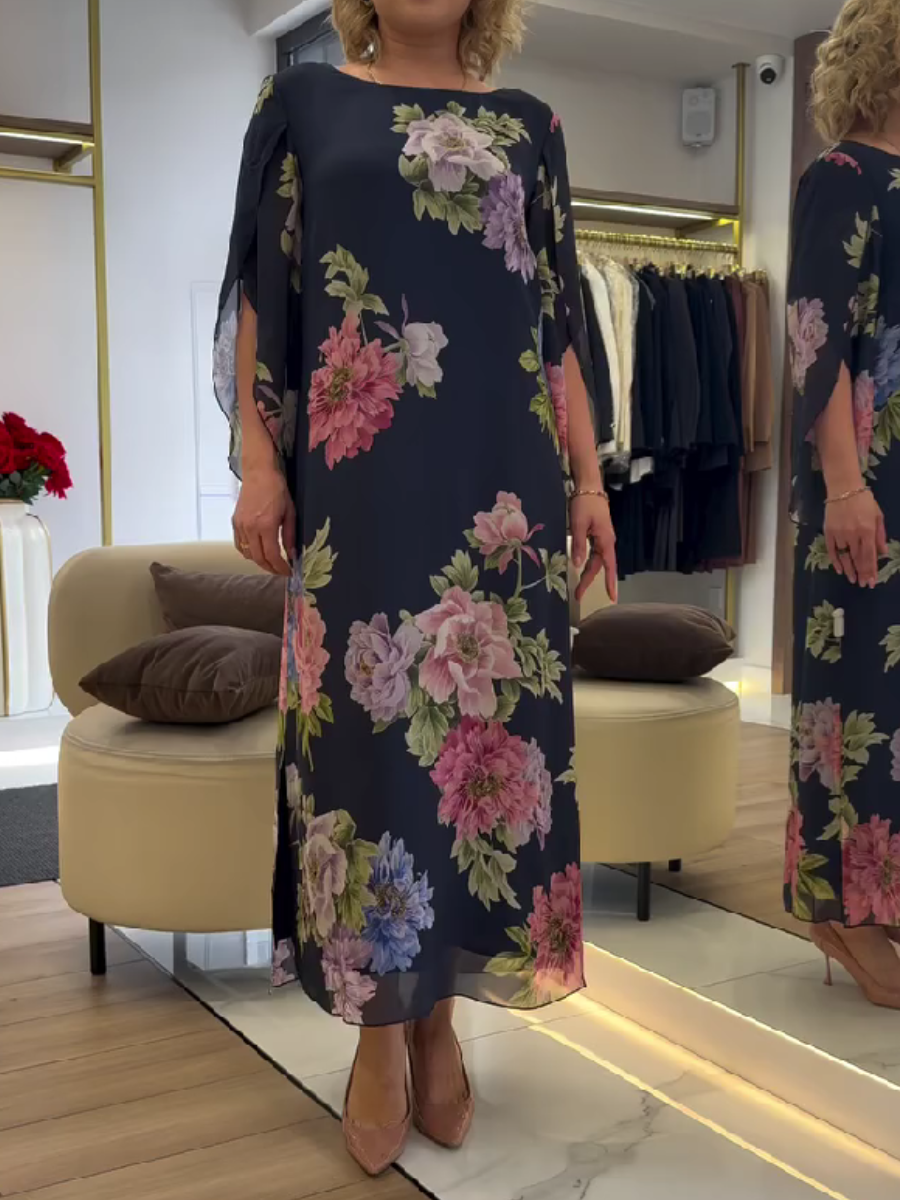Elaria - Floral Chiffon Maxi Dress