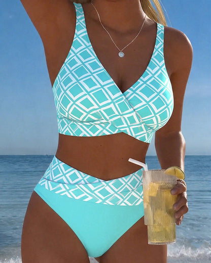 Nerida - Plaid High-Cut Bikini Set