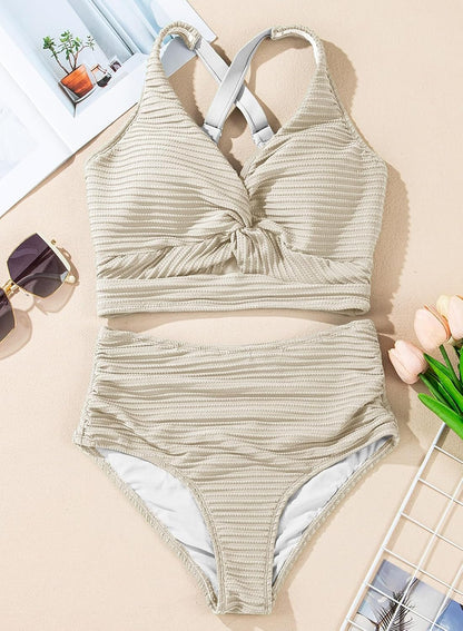 Mara - Twist-Front Crop Bikini Set