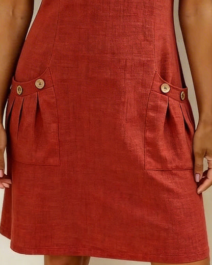 Adela - Cotton-Linen Zip-Pocket Dress