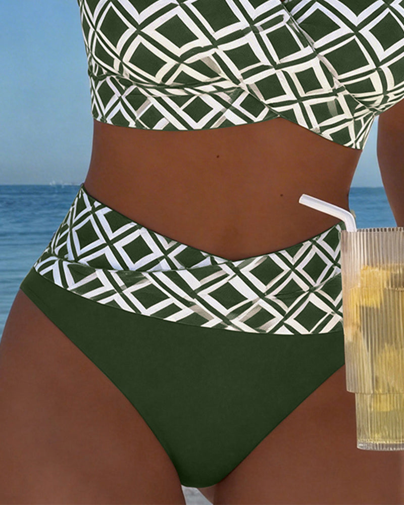 Nerida - Plaid High-Cut Bikini Set