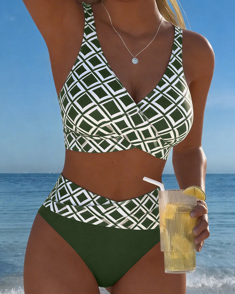 Nerida - Plaid High-Cut Bikini Set