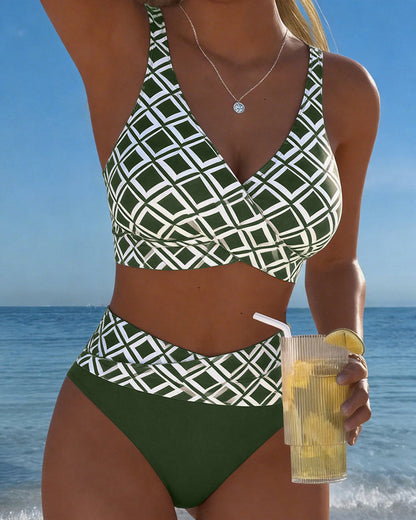 Nerida - Plaid High-Cut Bikini Set