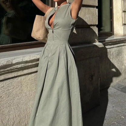 Lunelle - Structured-Collar Maxi Dress
