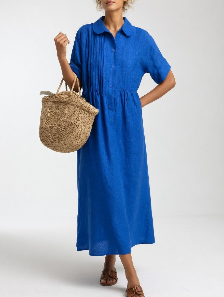 Esther - Cotton Maxi Shirt Dress