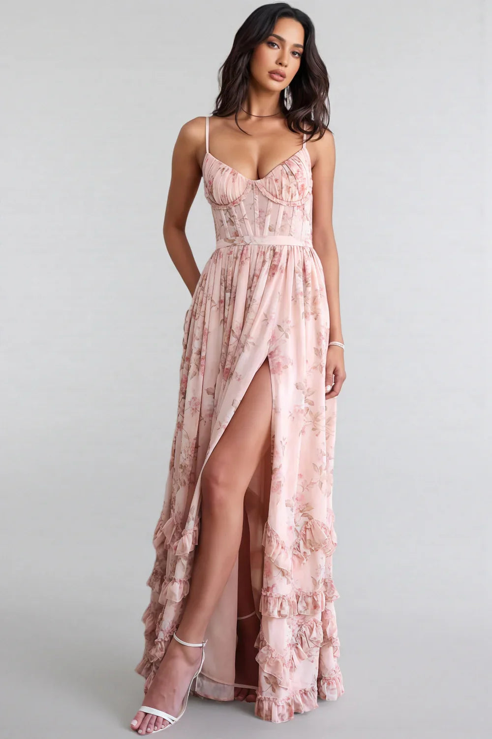 Violetta - Ruffled High-Slit Dress