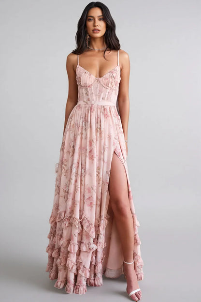 Violetta - Ruffled High-Slit Dress