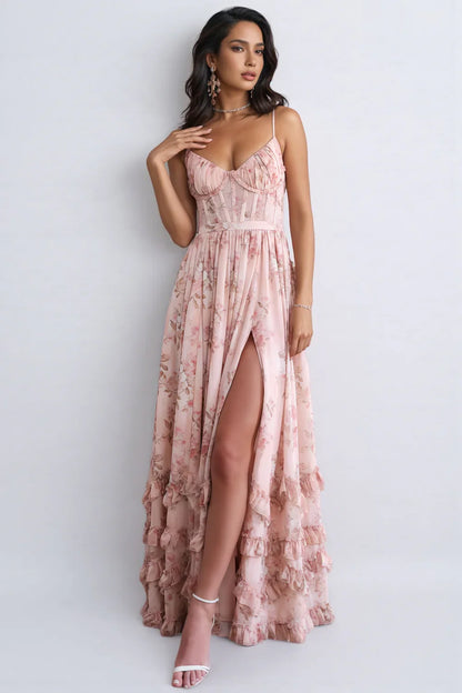 Violetta - Ruffled High-Slit Dress