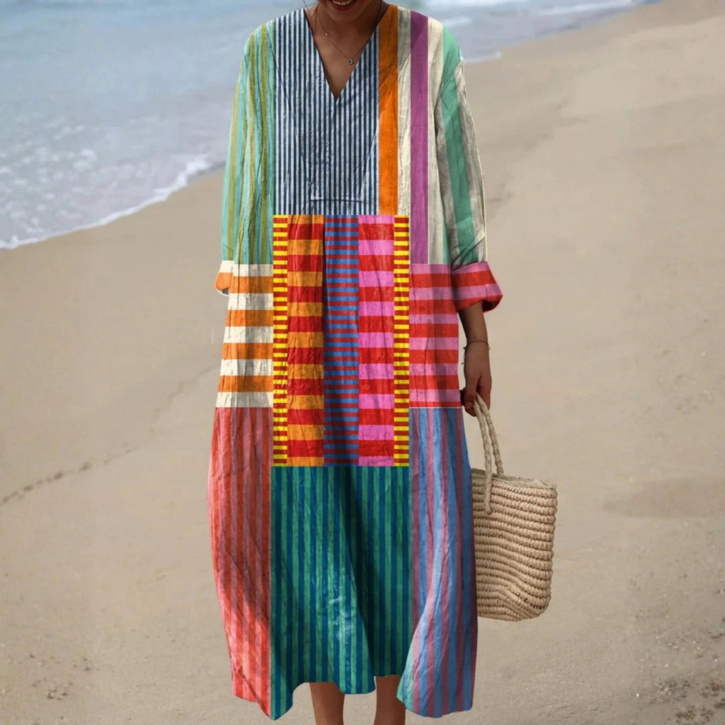 Candice - Striped Patchwork Maxi Dress