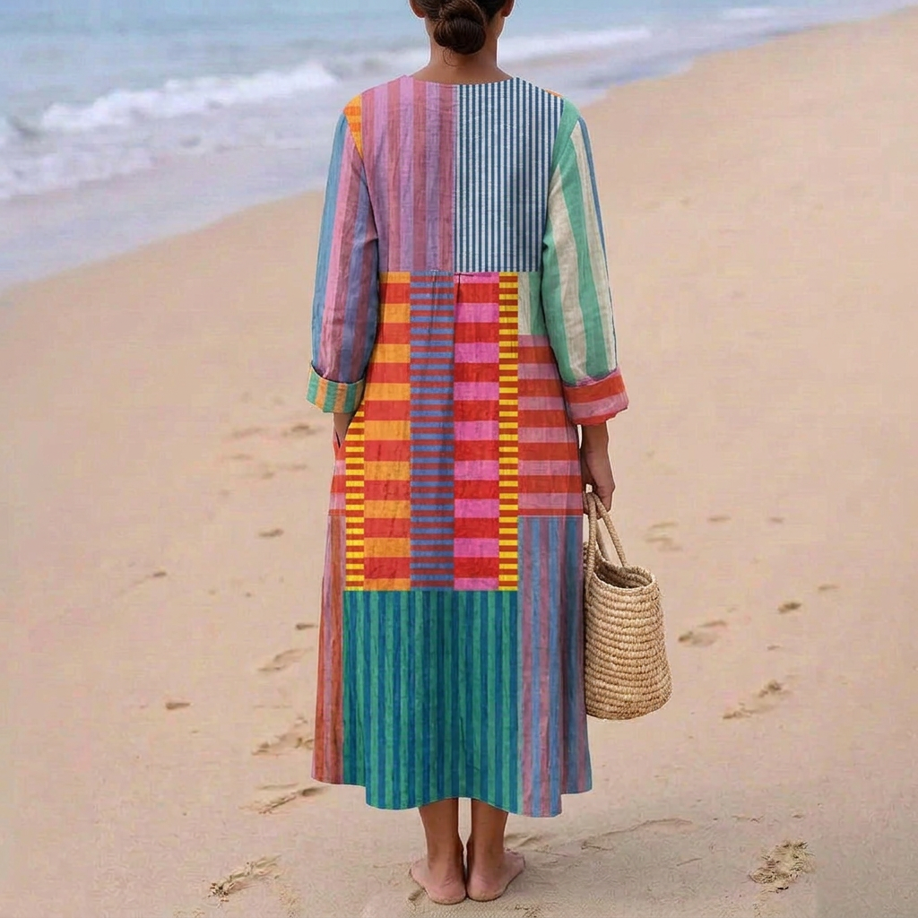 Candice - Striped Patchwork Maxi Dress