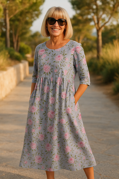 Katy - 3/4-Sleeve Midi Dress