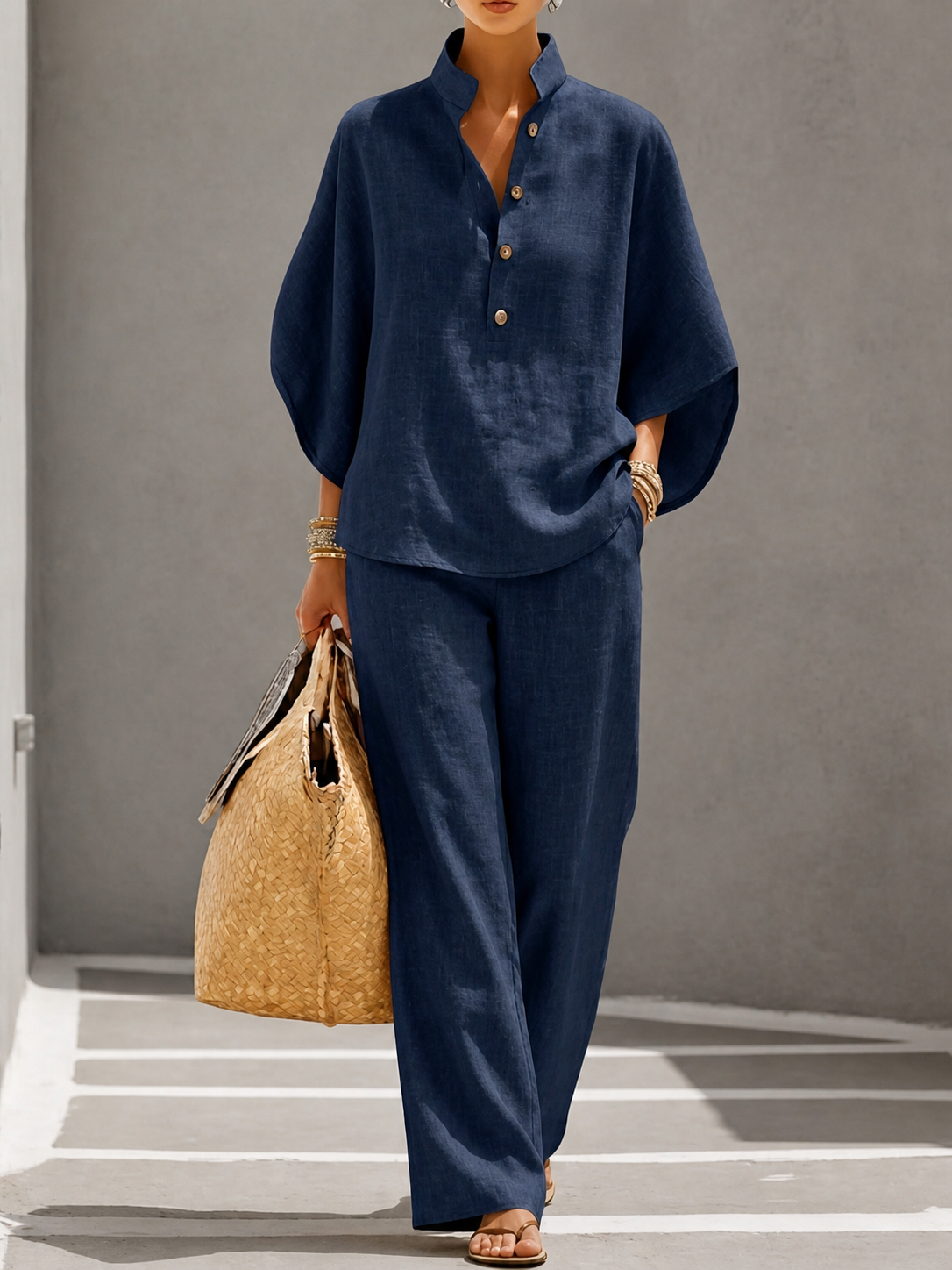 Amalia - Linen Blend Batwing Set