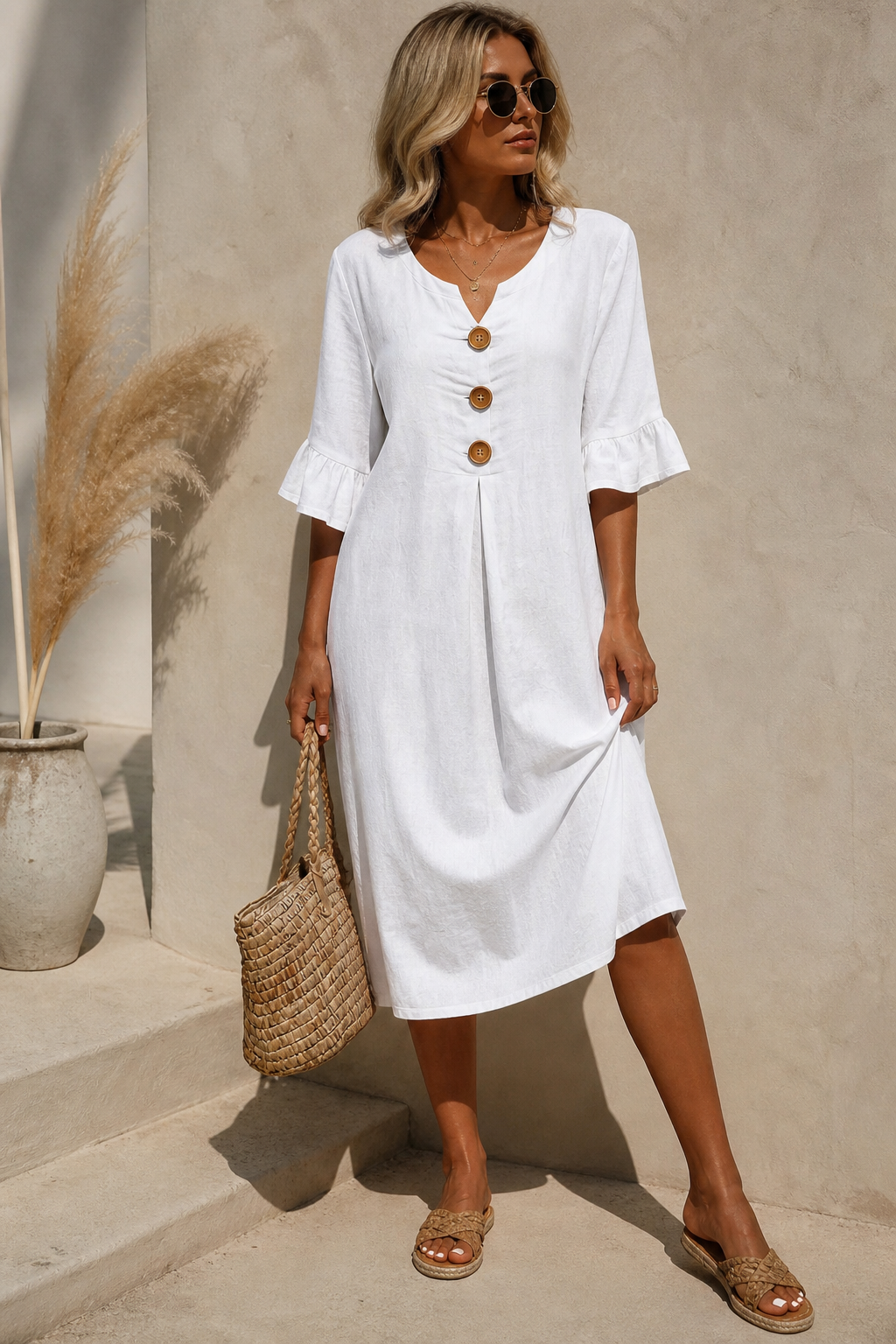 Christa - Airy Button-Front Dress