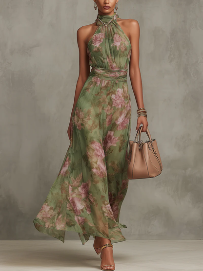Cherie - Floral Halter Maxi Dress