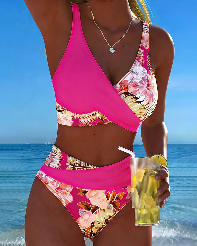 Coralia - Contrast Floral Bikini Set