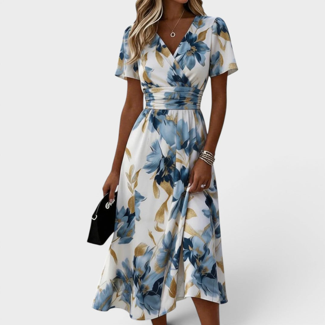 Denise - Floral Wrap Midi Dress