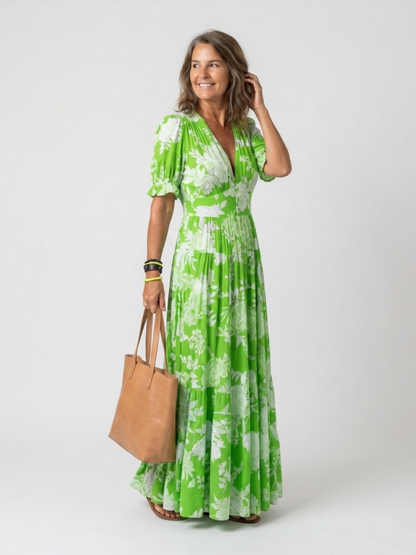 Moreno - Floral V-Neck Midi Dress
