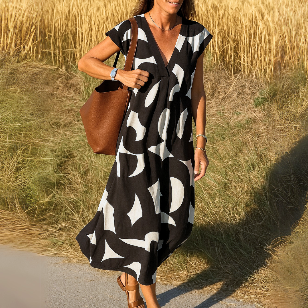 Eugenia - Printed V-Neck Midi Dress