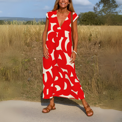 Eugenia - Printed V-Neck Midi Dress